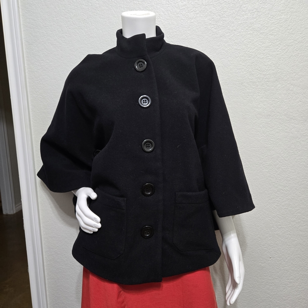Pendleton Black Wool Button-Up Coat Cape Size S/M - image 1